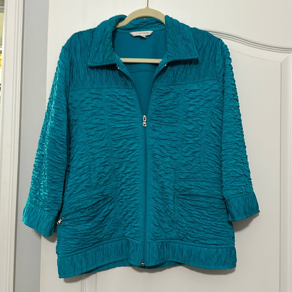 Erin London Textured Stretch Full Zip Lightweight Jacket Women's Size Medium